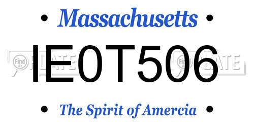 IE0T506 Massachusetts License Plate