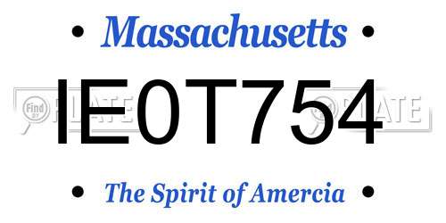 IE0T754 Massachusetts License Plate