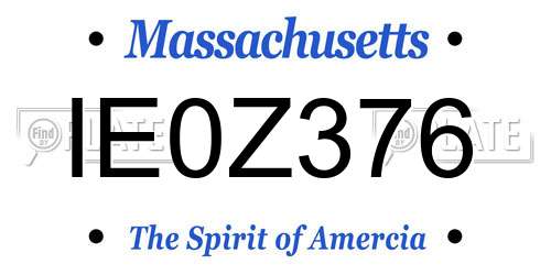 IE0Z376 Massachusetts License Plate