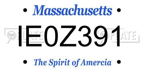 IE0Z391 Massachusetts License Plate
