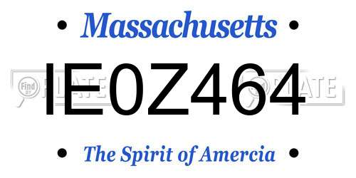 IE0Z464 Massachusetts License Plate