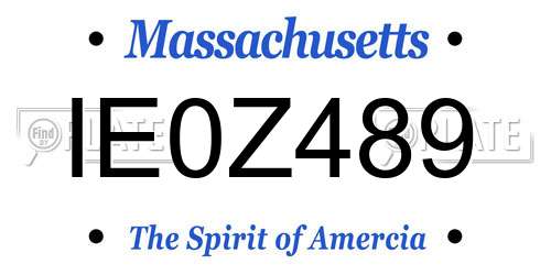 IE0Z489 Massachusetts License Plate