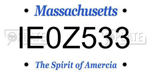 IE0Z533 Massachusetts License Plate