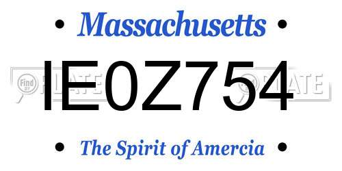 IE0Z754 Massachusetts License Plate