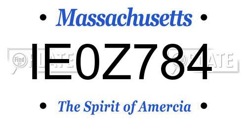 IE0Z784 Massachusetts License Plate
