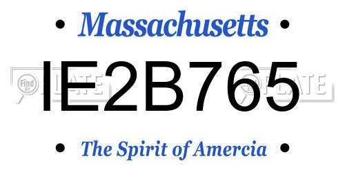 IE2B765 Massachusetts License Plate