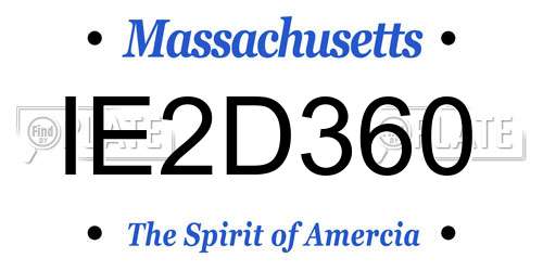 IE2D360 Massachusetts License Plate