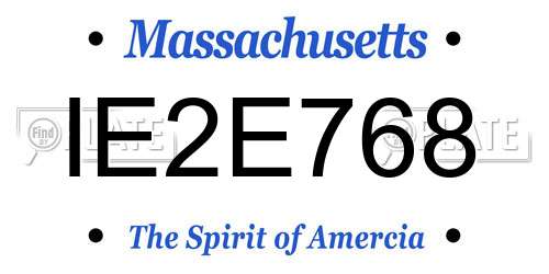 IE2E768 Massachusetts License Plate