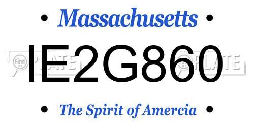 IE2G860 Massachusetts License Plate