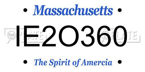 IE2O360 Massachusetts License Plate