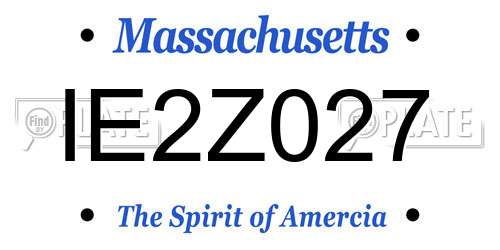 IE2Z027 Massachusetts License Plate