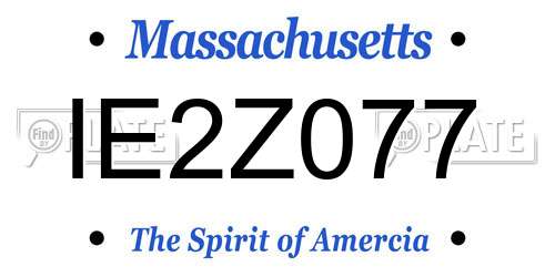 IE2Z077 Massachusetts License Plate