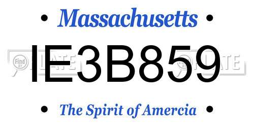IE3B859 Massachusetts License Plate