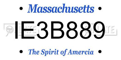 IE3B889 Massachusetts License Plate