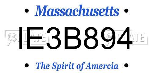 IE3B894 Massachusetts License Plate