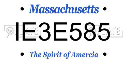 IE3E585 Massachusetts License Plate