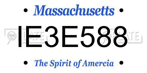 IE3E588 Massachusetts License Plate