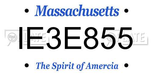 IE3E855 Massachusetts License Plate