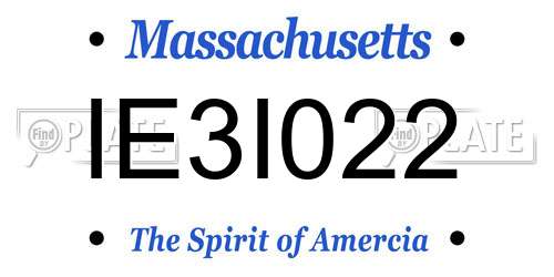 IE3I022 Massachusetts License Plate
