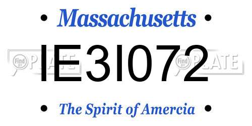 IE3I072 Massachusetts License Plate