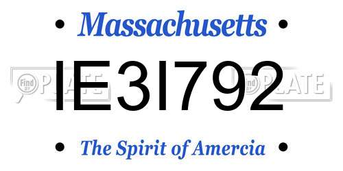IE3I792 Massachusetts License Plate