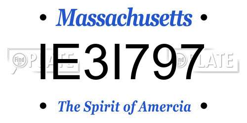 IE3I797 Massachusetts License Plate