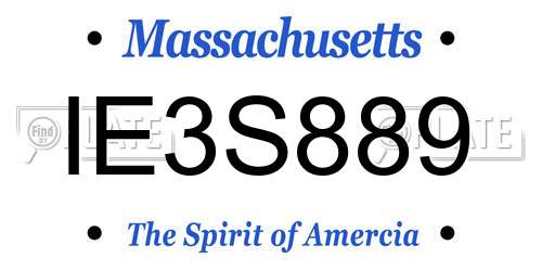 IE3S889 Massachusetts License Plate