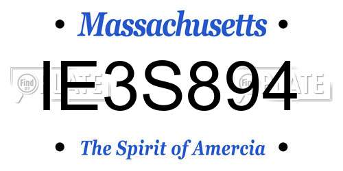 IE3S894 Massachusetts License Plate
