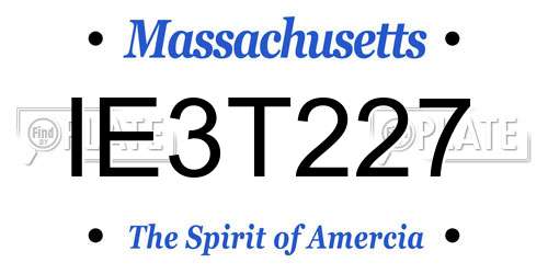 IE3T227 Massachusetts License Plate