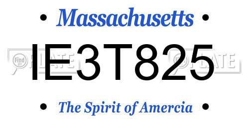 IE3T825 Massachusetts License Plate