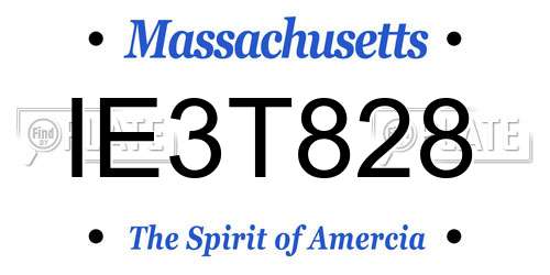IE3T828 Massachusetts License Plate