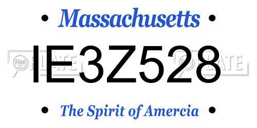 IE3Z528 Massachusetts License Plate