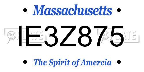 IE3Z875 Massachusetts License Plate