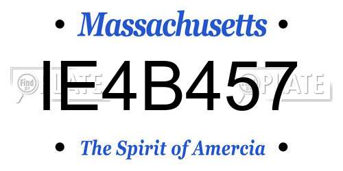 IE4B457 Massachusetts License Plate