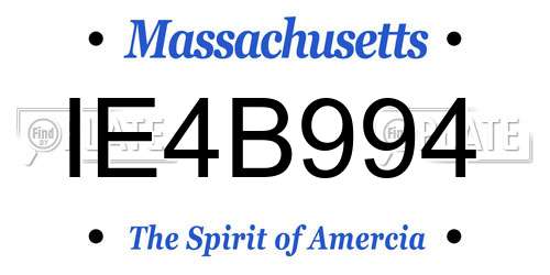 IE4B994 Massachusetts License Plate