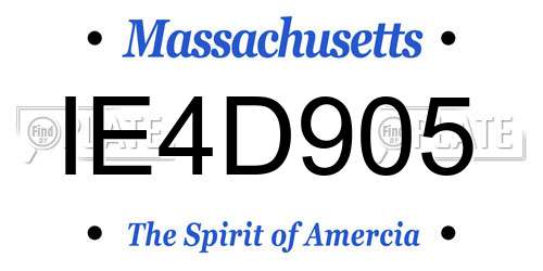 IE4D905 Massachusetts License Plate