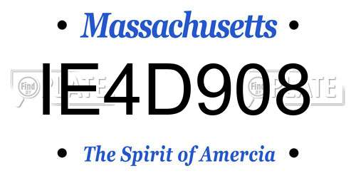 IE4D908 Massachusetts License Plate