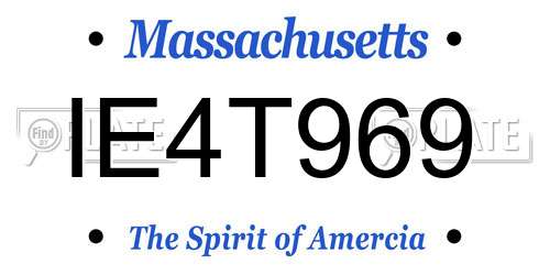 IE4T969 Massachusetts License Plate