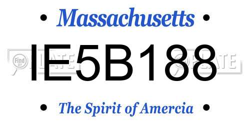 IE5B188 Massachusetts License Plate