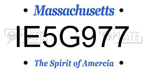 IE5G977 Massachusetts License Plate