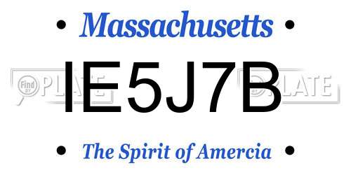 IE5J7B Massachusetts License Plate