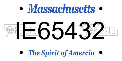 IE65432 Massachusetts License Plate