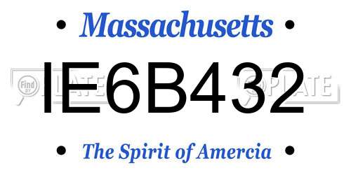 IE6B432 Massachusetts License Plate