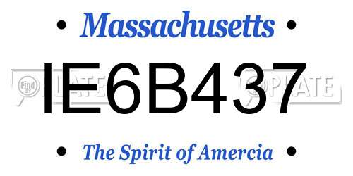 IE6B437 Massachusetts License Plate