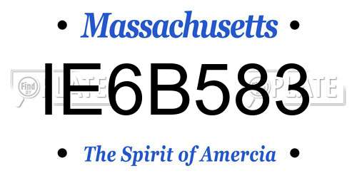 IE6B583 Massachusetts License Plate