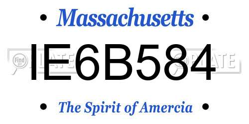 IE6B584 Massachusetts License Plate