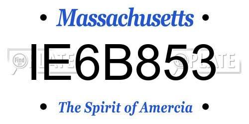IE6B853 Massachusetts License Plate