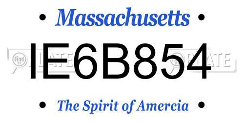 IE6B854 Massachusetts License Plate