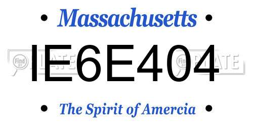 IE6E404 Massachusetts License Plate