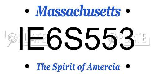 IE6S553 Massachusetts License Plate